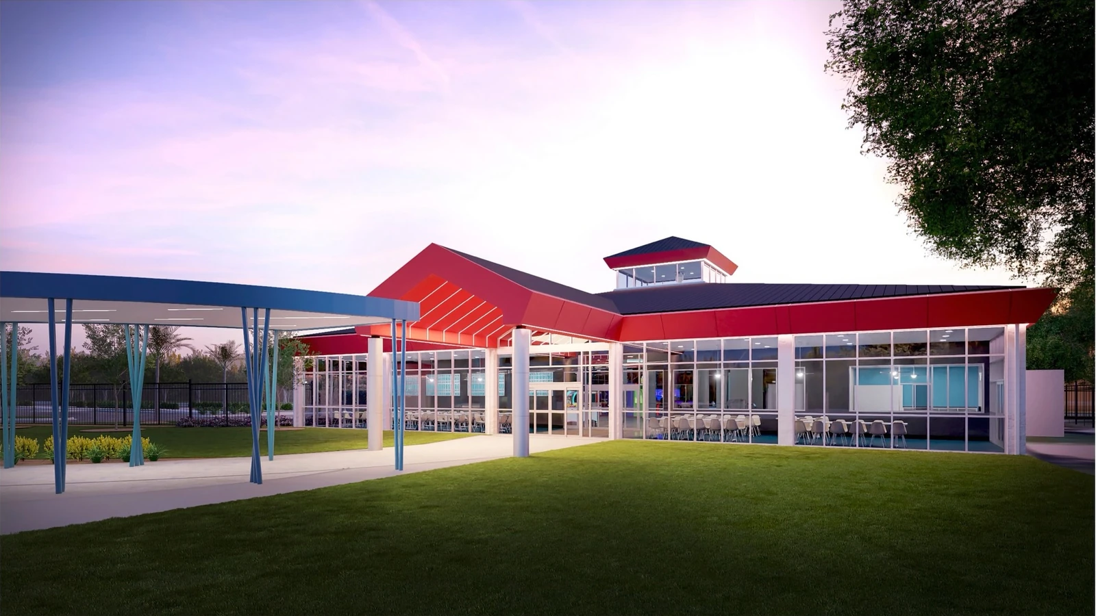 Architectural rendering of the renovated Frankie’s Fun Park pavilion in North Charleston