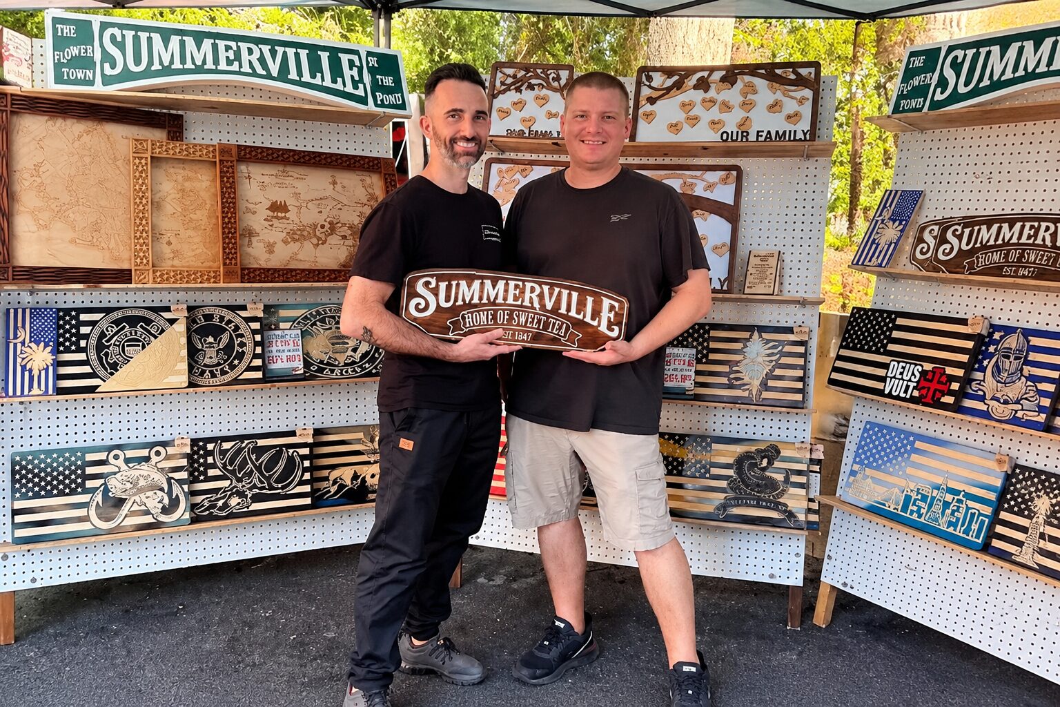 LyfeMade Designs and Talucci's Italian Bakery with a handcrafted Summerville sign